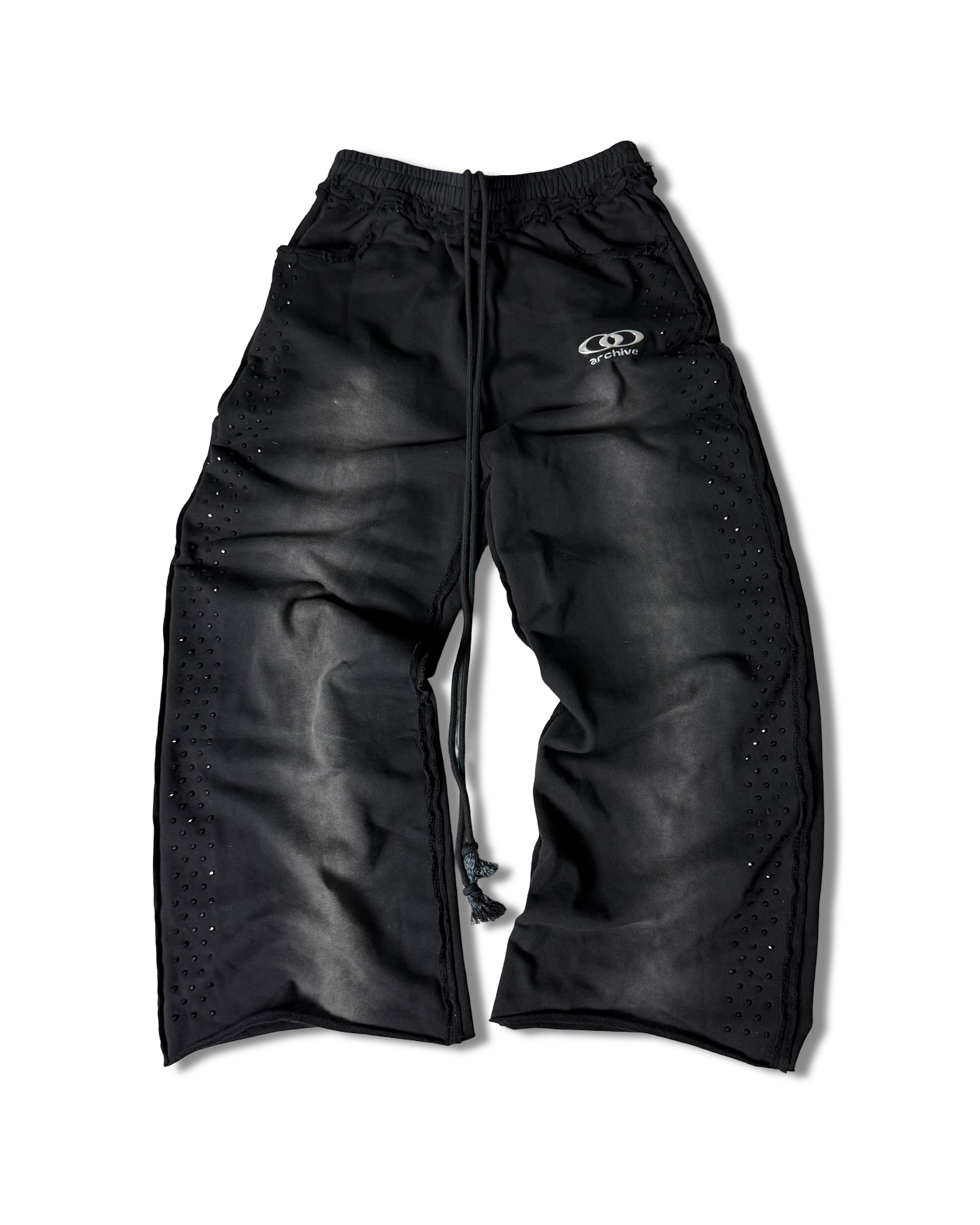 ARCHIVE ONYX RHINESTONE SWEATPANTS - BLACK