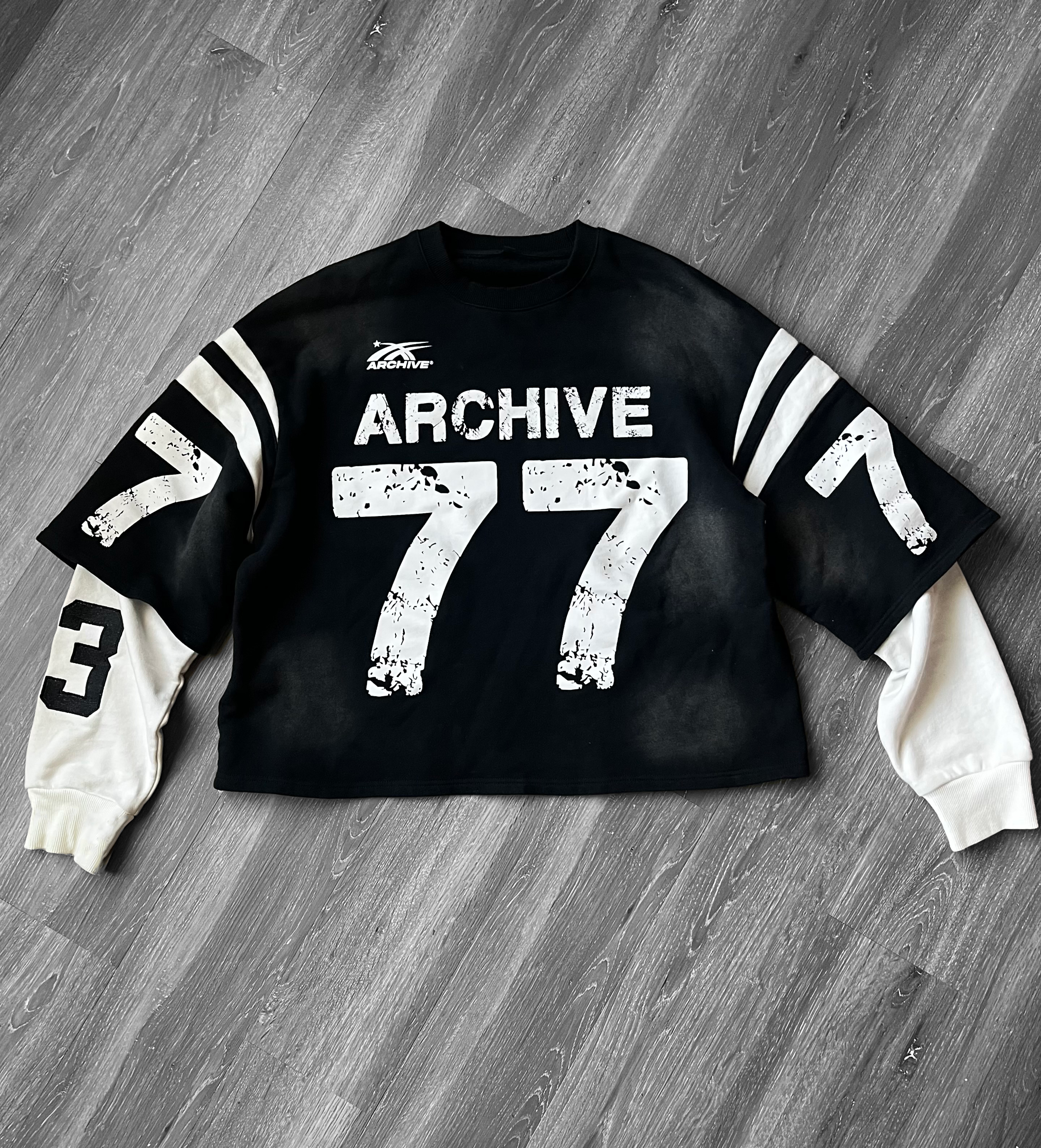 ARCHIVE #77 BLACK DOUBLE SLEEVED SHIRT