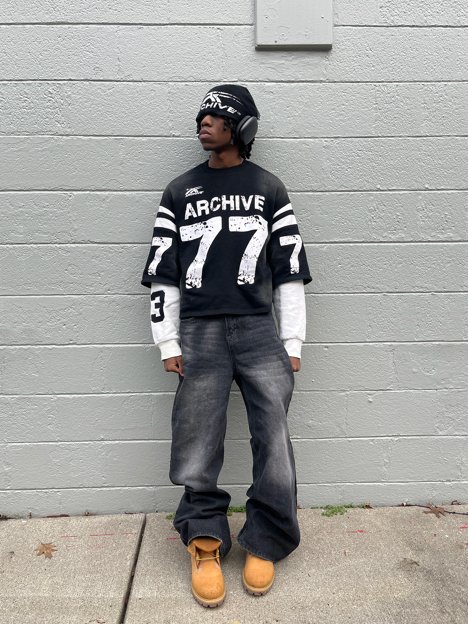 ARCHIVE #77 BLACK DOUBLE SLEEVED SHIRT