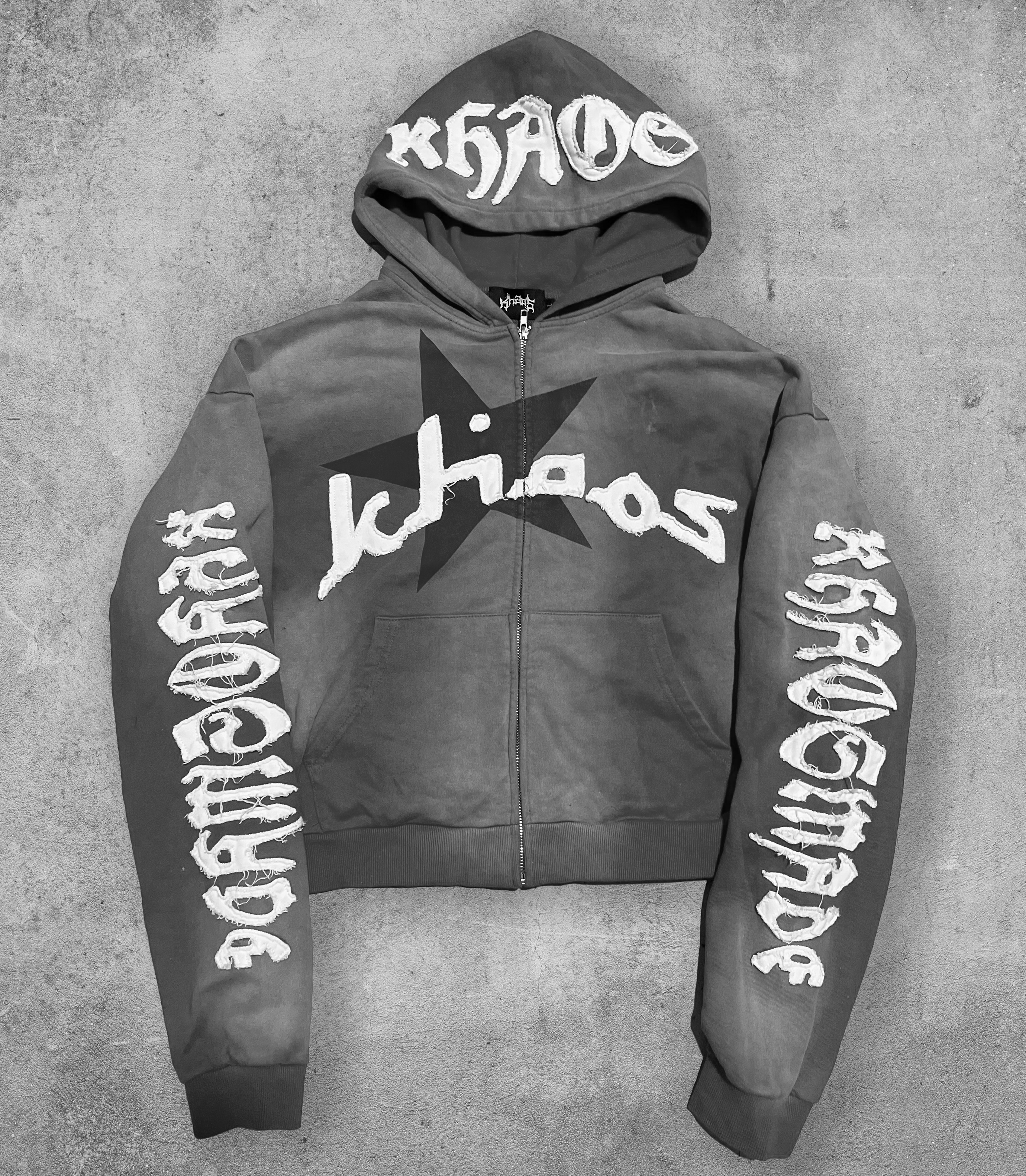 KHAÖS ZIP-UP HOODIE GRAY