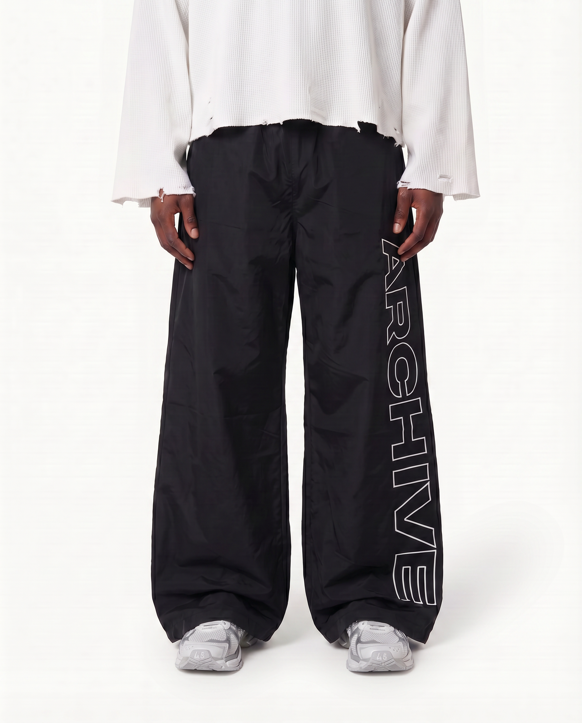 ARCHIVE 'STATEMENT' NYLON PANTS - BLACK