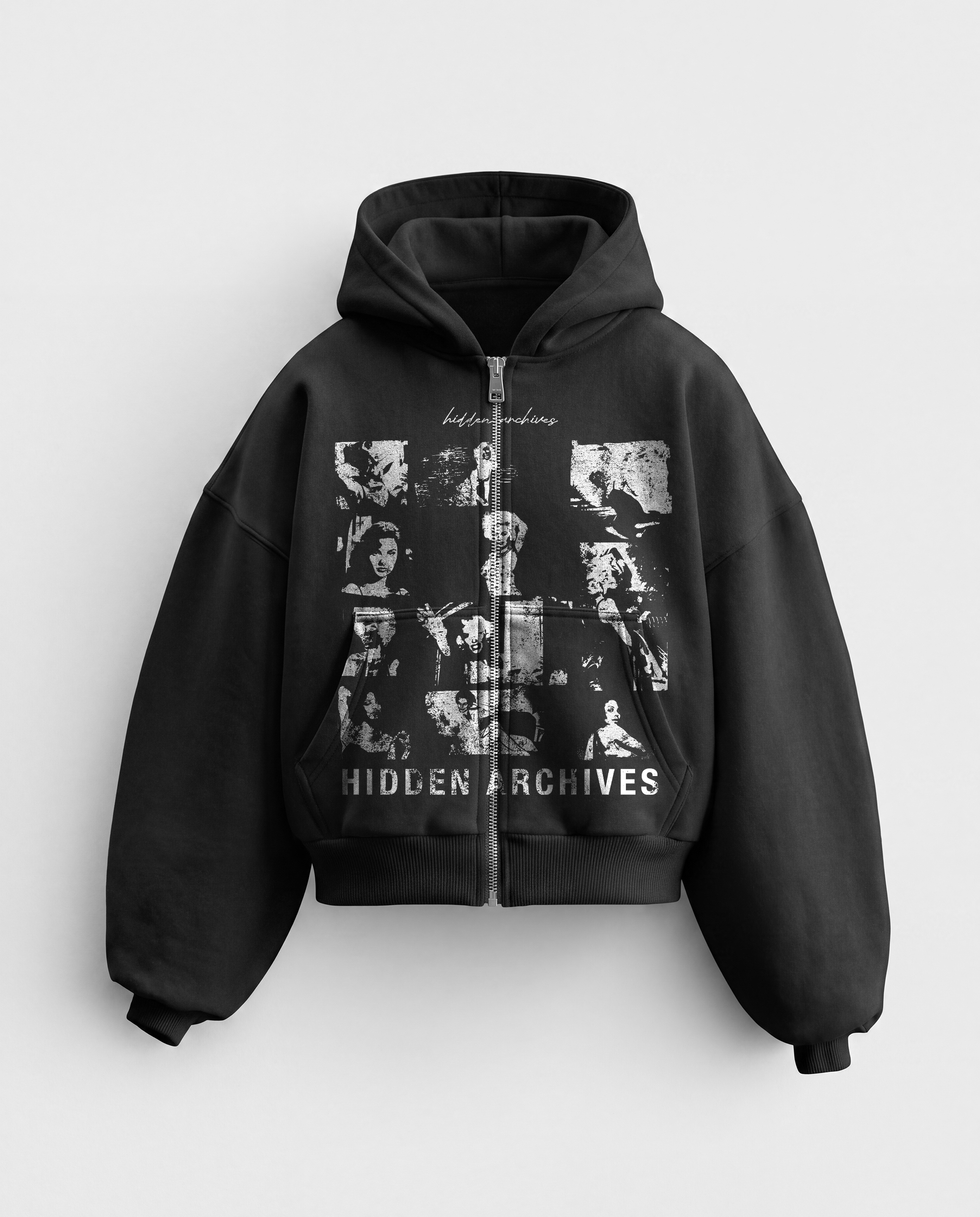 'HIDDEN ARCHIVES' HEAVYWEIGHT BOXY ZIPUP HOODIE