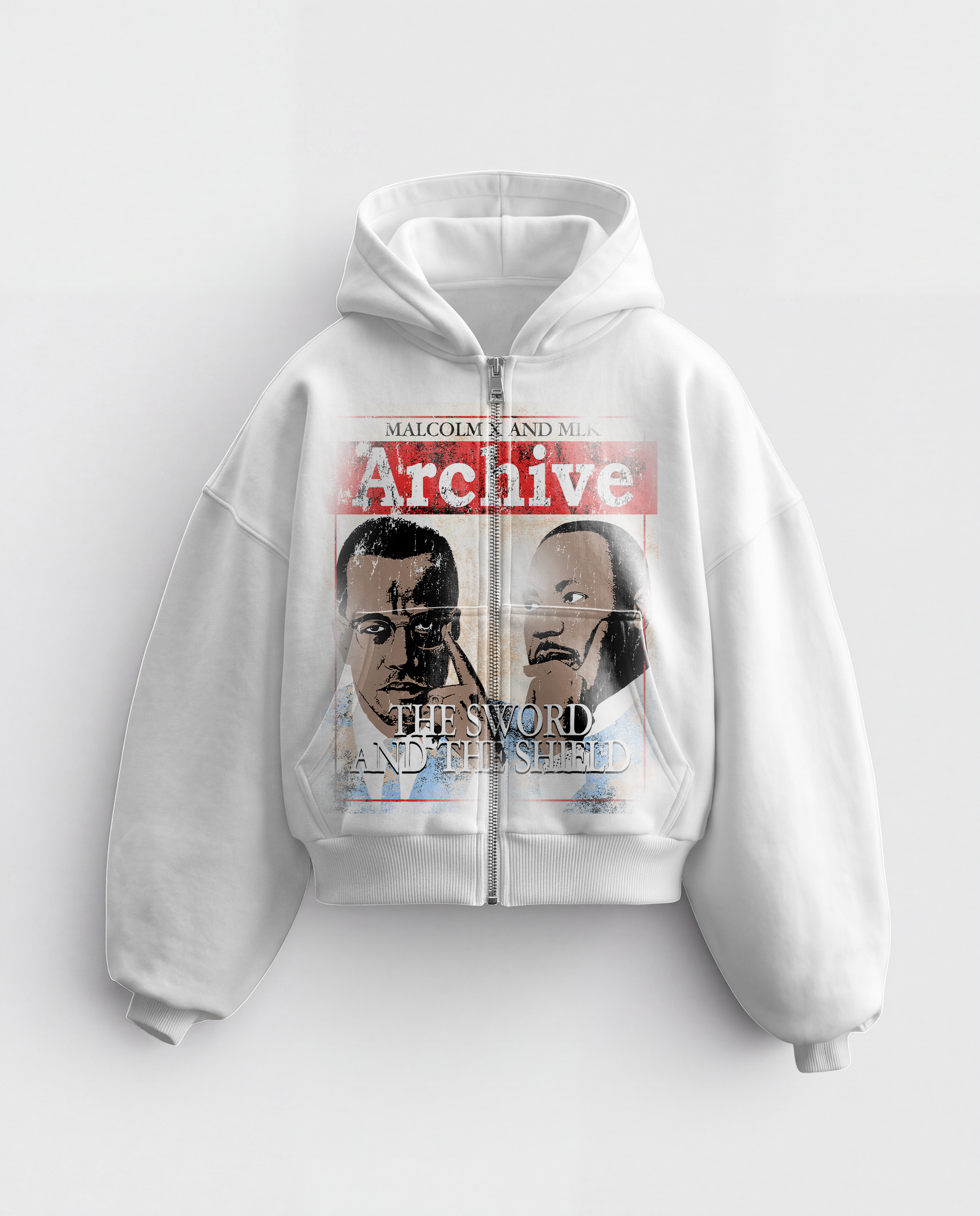 'SWORD & SHIELD' HEAVYWEIGHT BOXY ZIPUP HOODIE