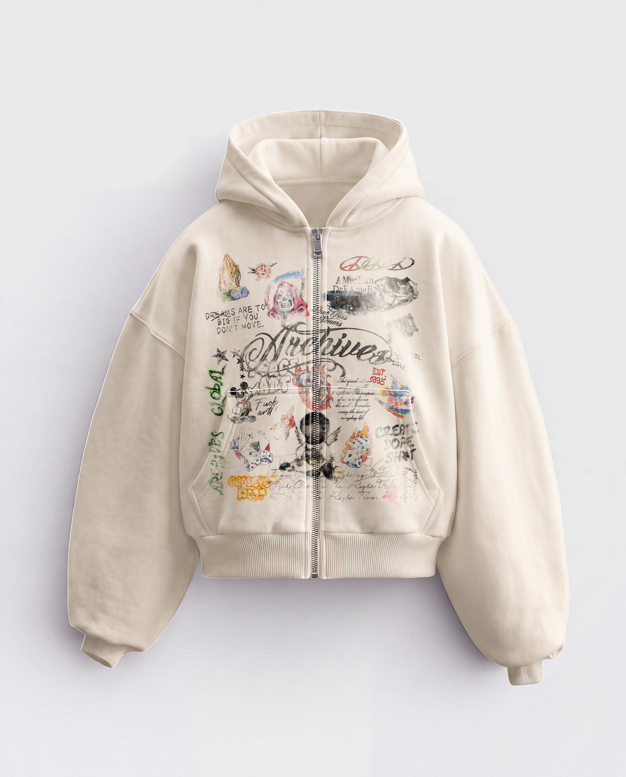 'GRAFFITI DREAMS' HEAVYWEIGHT BOXY ZIPUP HOODIE