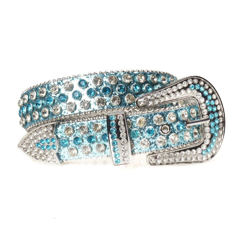 RHINESTONE BELT BLUE