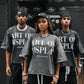 "ART ON DISPLAY" RHINESTONE DISTRESSTED TEE