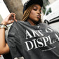 "ART ON DISPLAY" RHINESTONE DISTRESSTED TEE