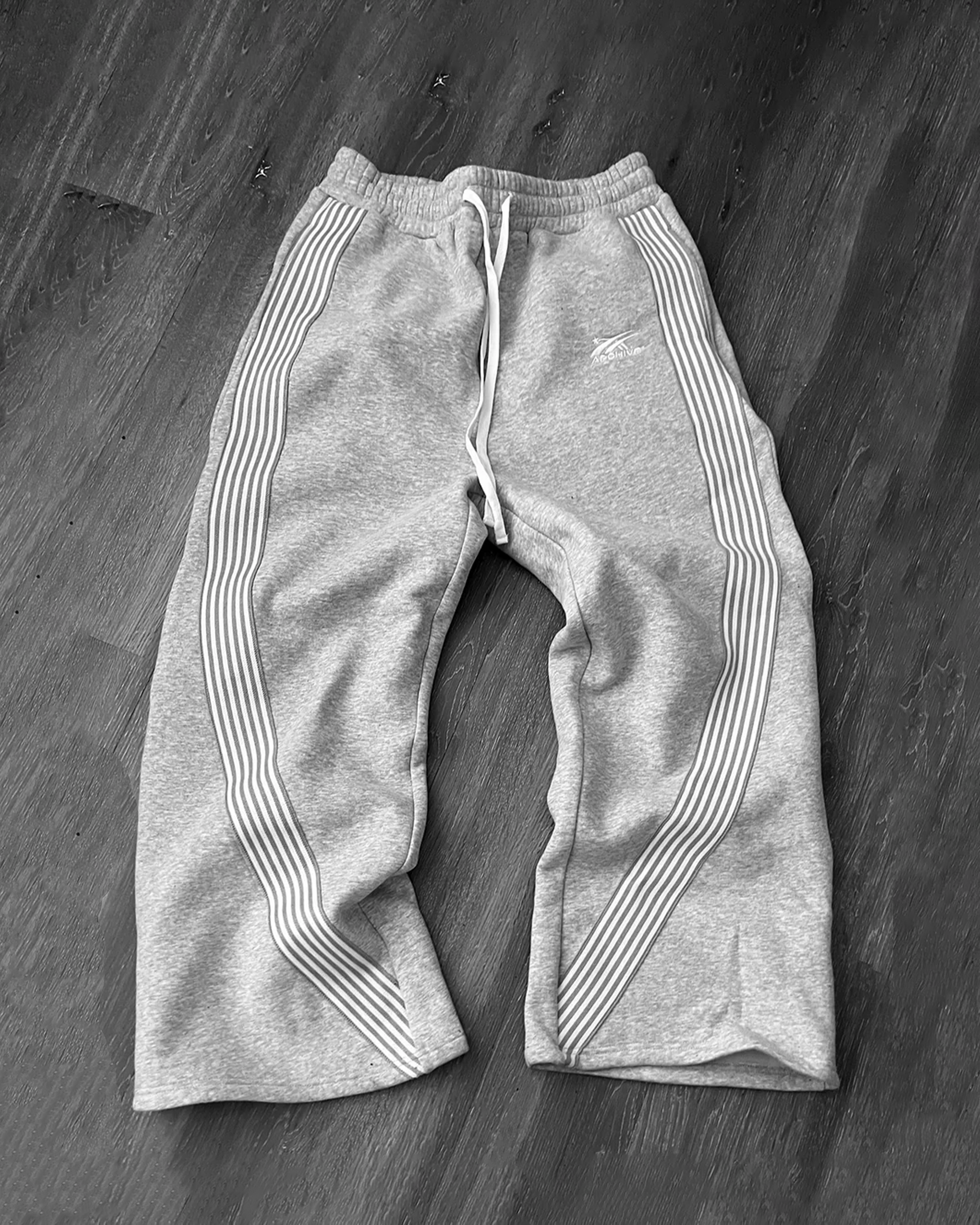 Grey Solid Basic Wide Leg Sweatpants
