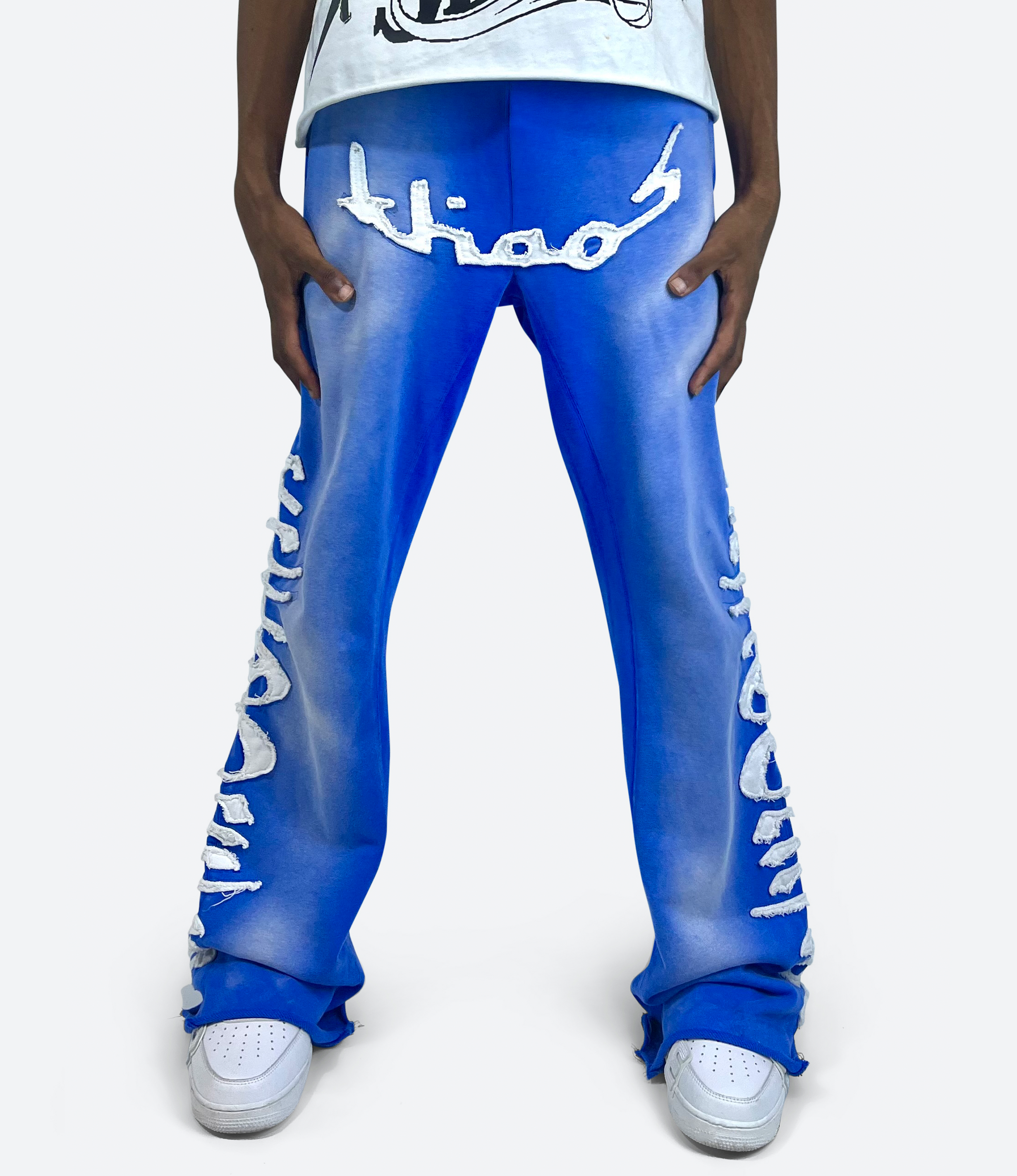 KHAÖS FLARED SWEATPANTS BLUE