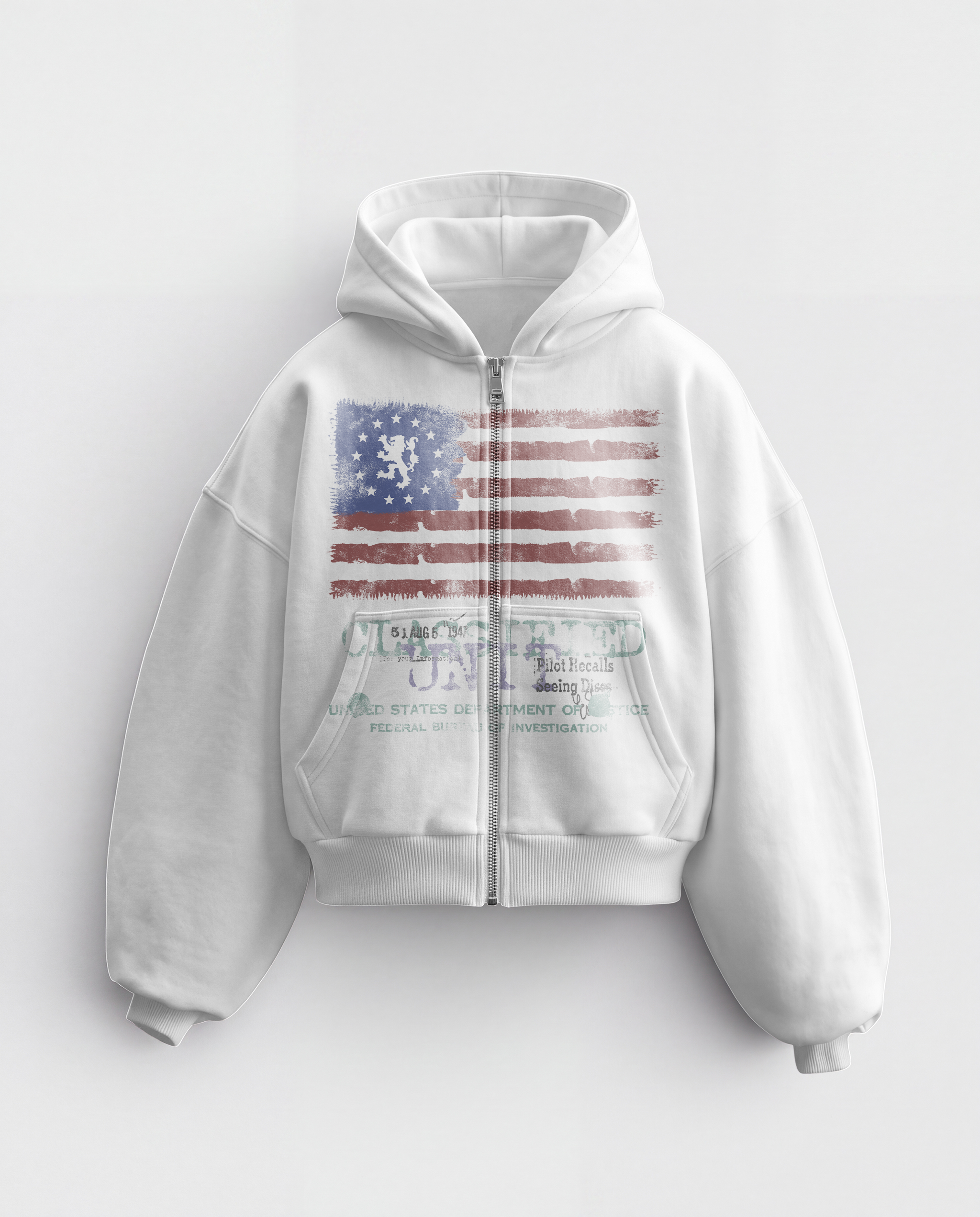 'CLASSIFIED' HEAVYWEIGHT BOXY ZIPUP HOODIE