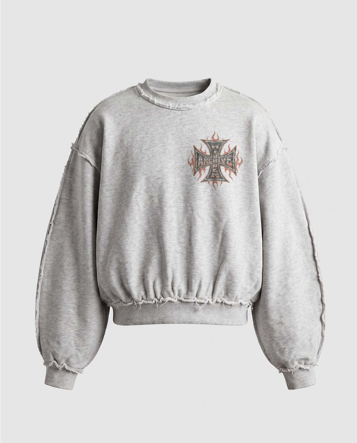 'FLAME II' DISTRESSTED CREWNECK SWEATSHIRT