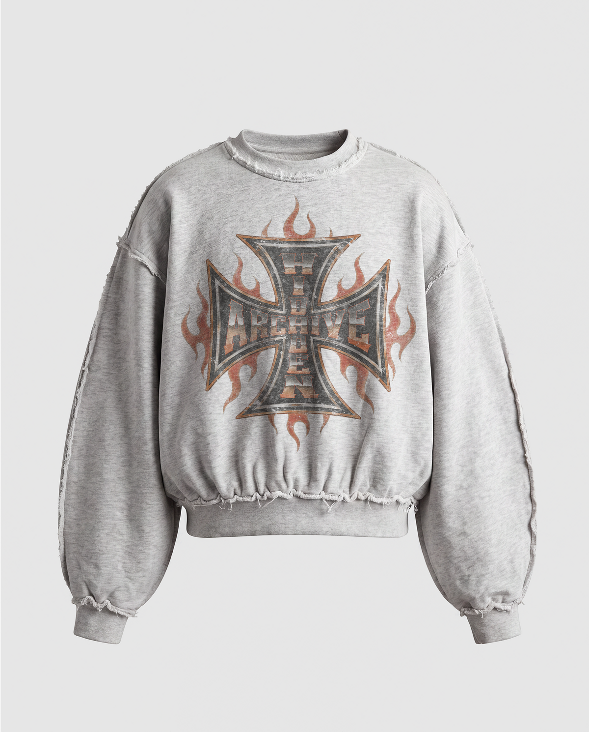'FLAME' DISTRESSTED CREWNECK SWEATSHIRT