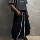 WAXED DENIM LONG CARGO SHORTS