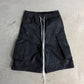 WAXED DENIM LONG CARGO SHORTS