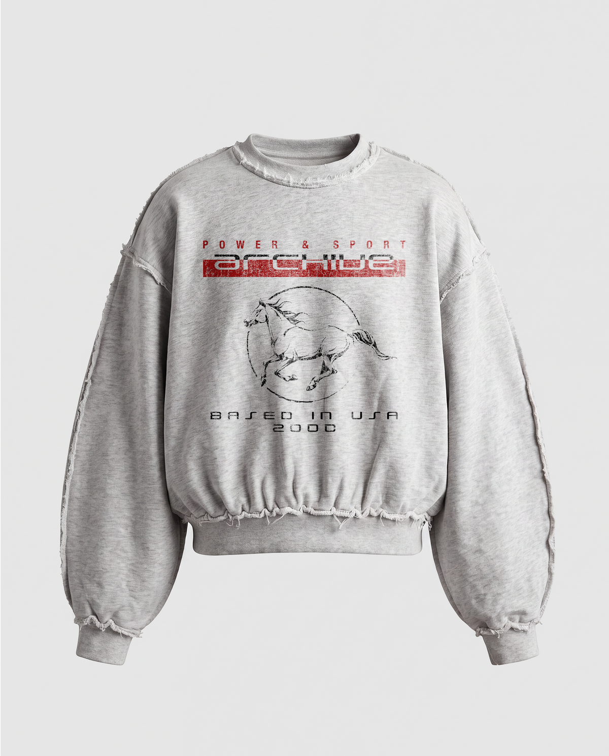 'POWER' DISTRESSTED CREWNECK SWEATSHIRT