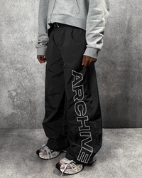 ARCHIVE 'STATEMENT' NYLON PANTS - BLACK