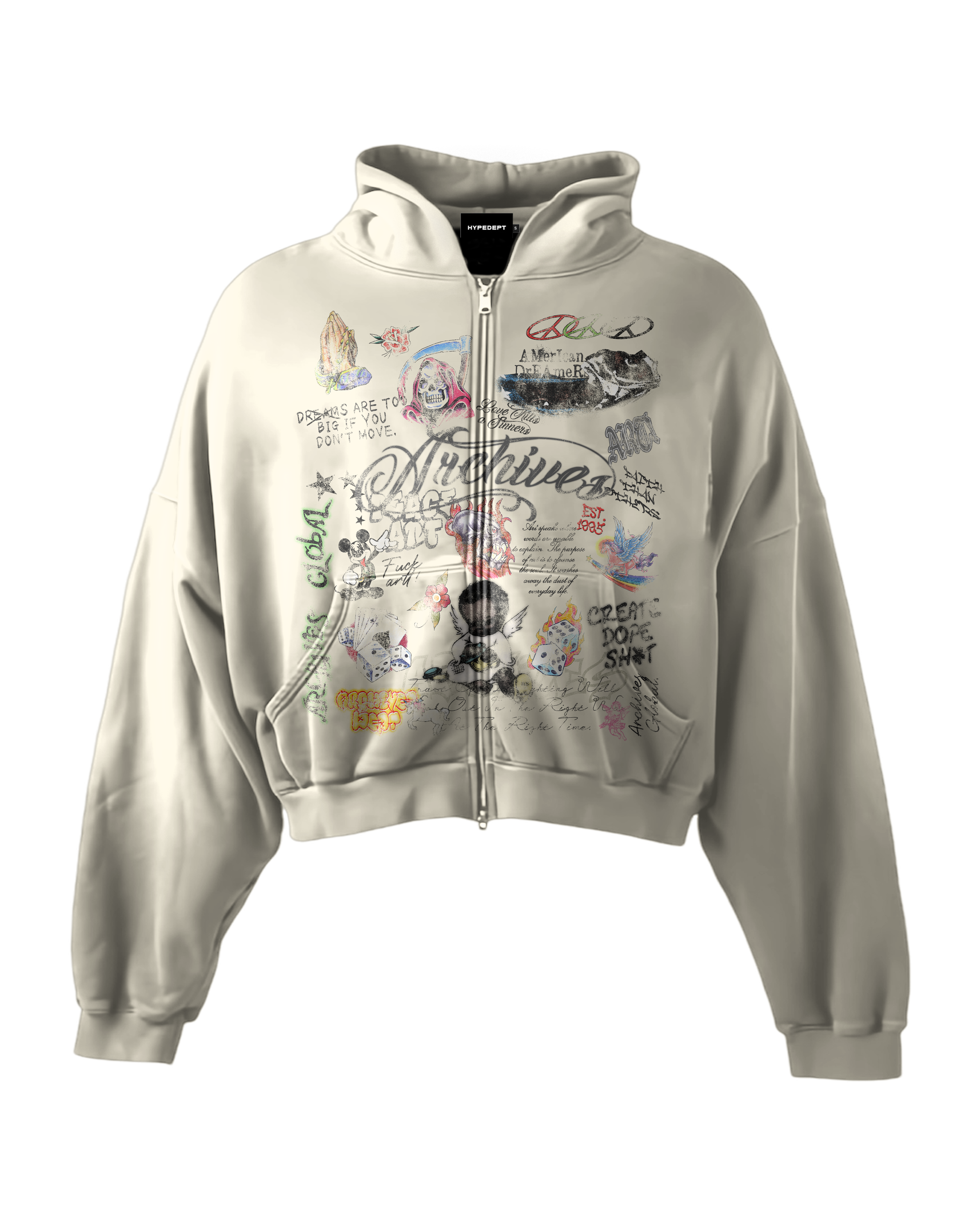'GRAFFITI DREAMS' HEAVYWEIGHT BOXY ZIPUP HOODIE