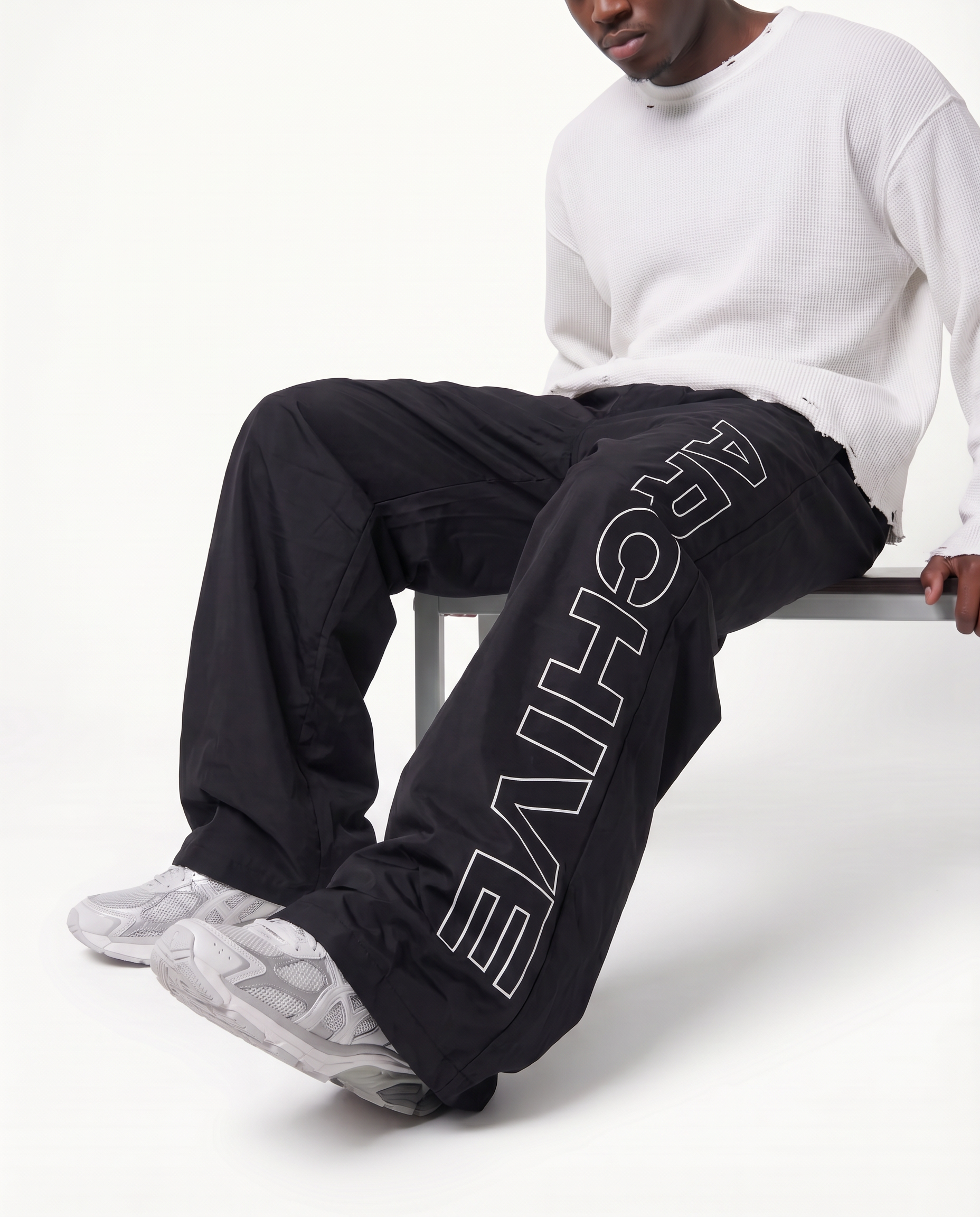 ARCHIVE 'STATEMENT' NYLON PANTS - BLACK