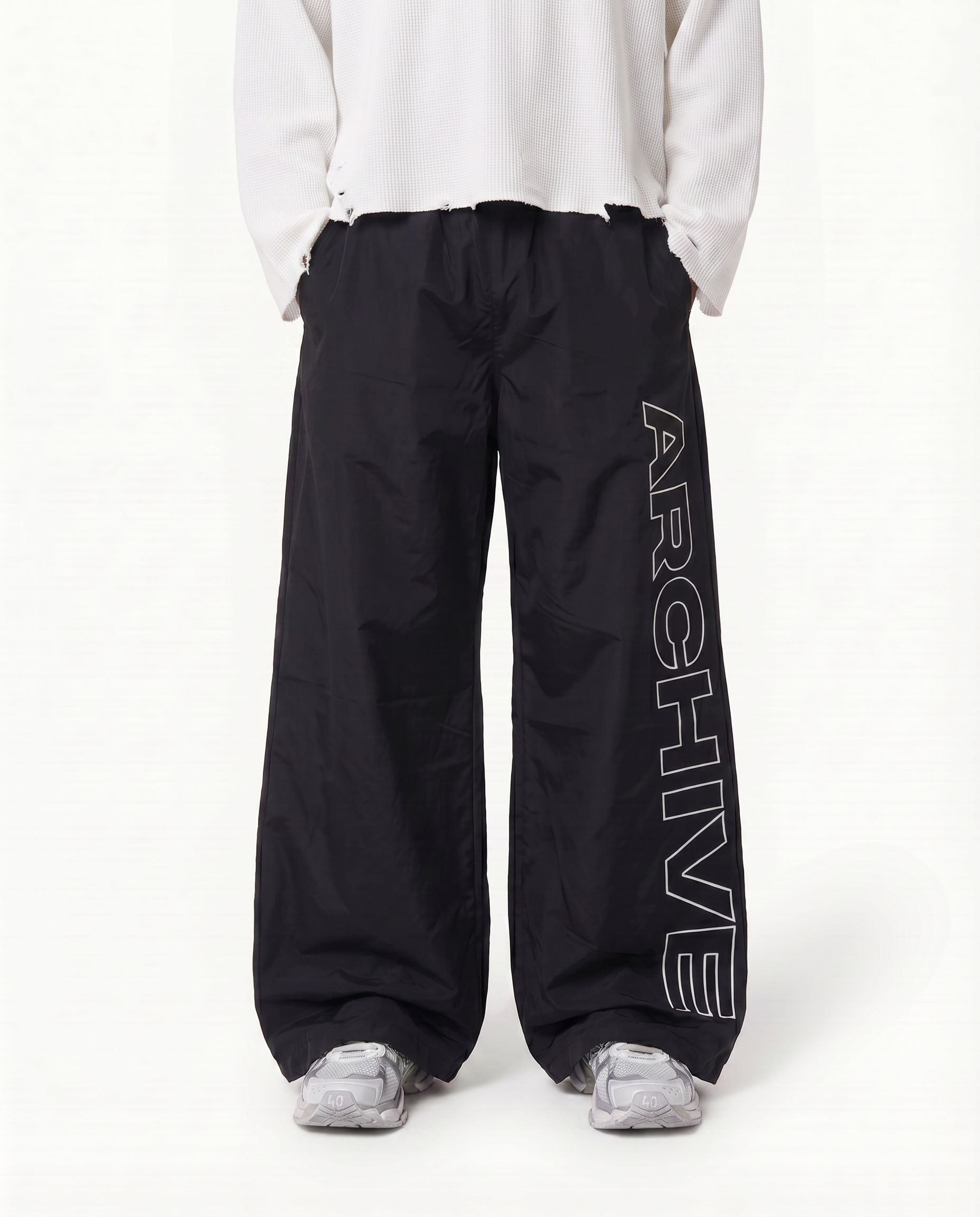 ARCHIVE 'STATEMENT' NYLON PANTS - BLACK