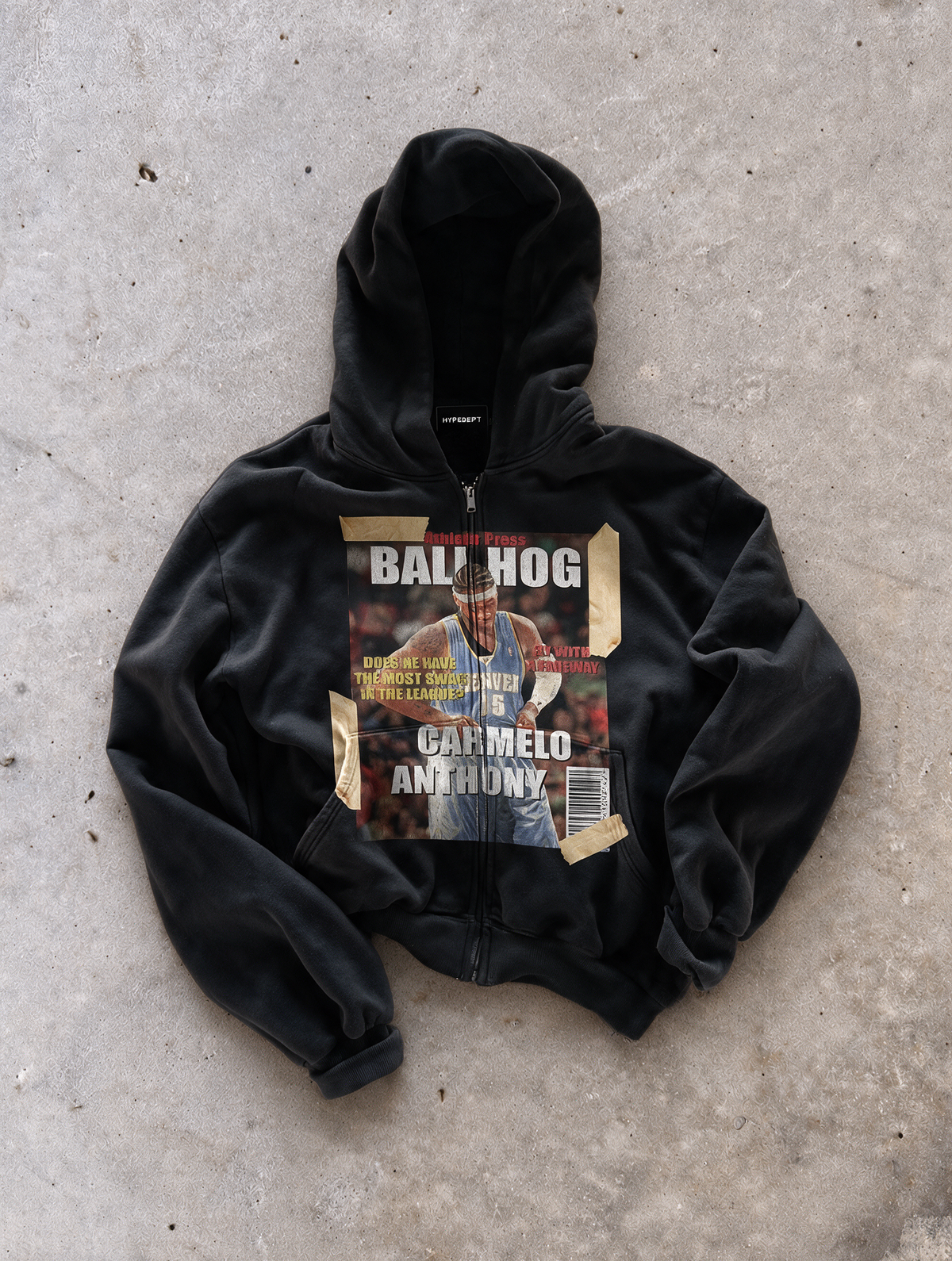 'BALLHOG' HEAVYWEIGHT BOXY ZIPUP HOODIE — Black — additional product view