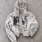 'ART!' HEAVYWEIGHT BOXY ZIPUP HOODIE — White — additional product view