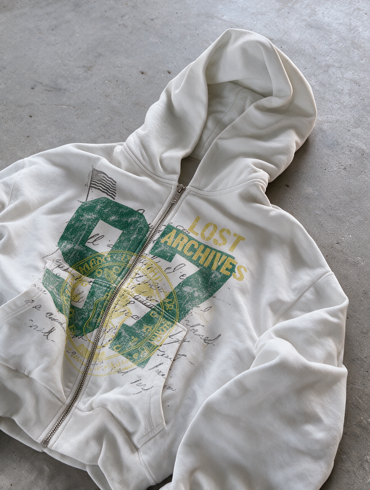 '97' HEAVYWEIGHT BOXY ZIPUP HOODIE — White — additional product view