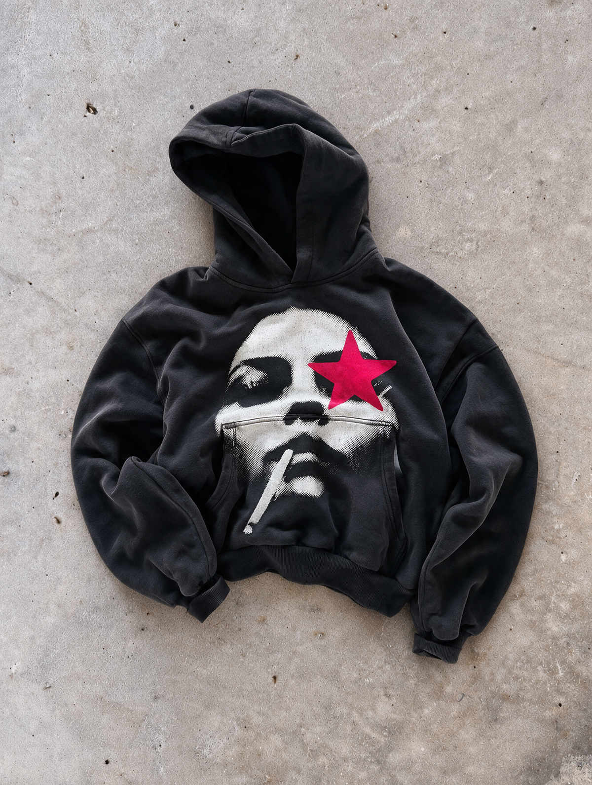 'LOST STAR' 500G HEAVYWEIGHT HOODIE — Red — additional product view