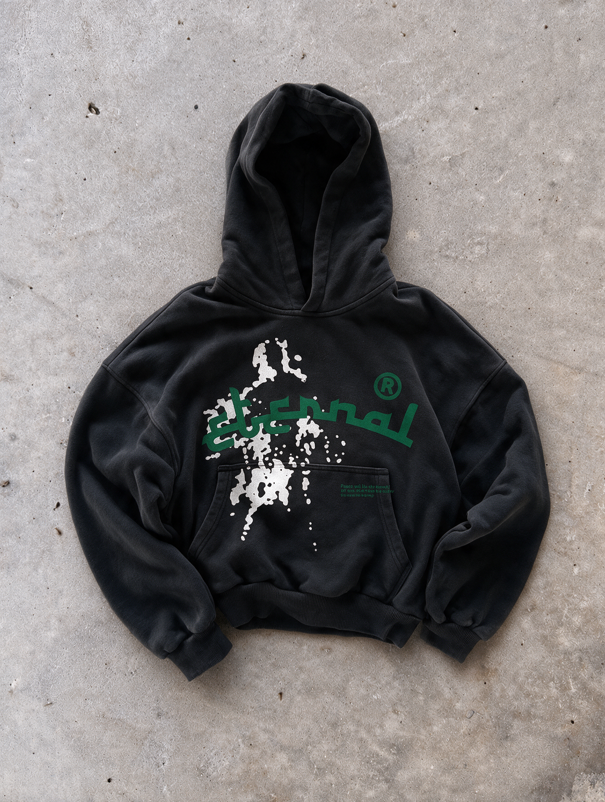 'ETERNAL' 500G HEAVYWEIGHT HOODIE — Black — additional product view