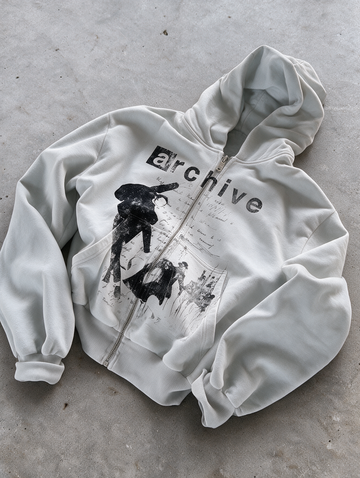 'REVENANT' HEAVYWEIGHT BOXY ZIPUP HOODIE — White — additional product view