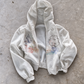 'STAMPS II' HEAVYWEIGHT BOXY ZIPUP HOODIE — White — additional product view