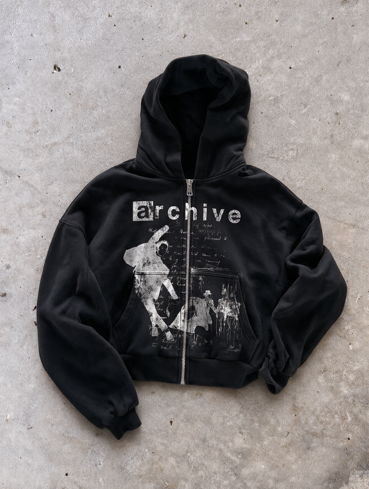 'REVENANT' HEAVYWEIGHT BOXY ZIPUP HOODIE — Black — additional product view