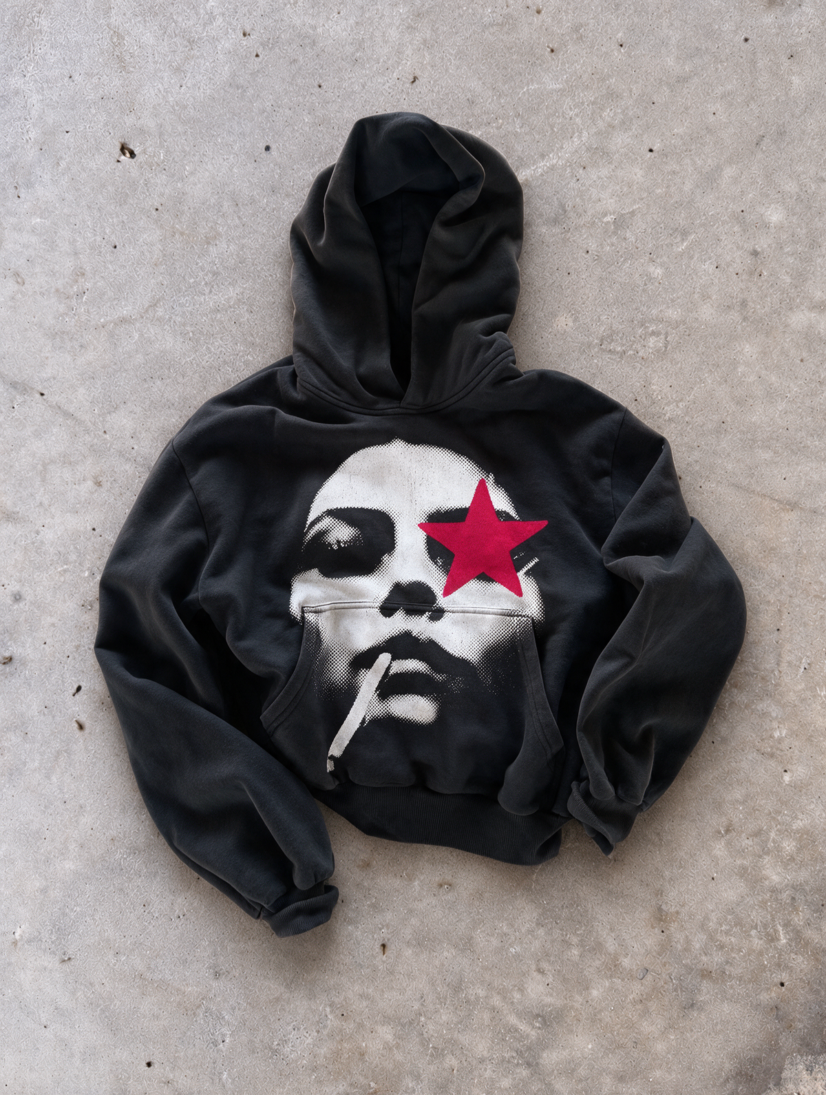 'LOST STAR' 500G HEAVYWEIGHT HOODIE — Red — additional product view