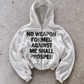 'NO WEAPON FORMED' HEAVYWEIGHT BOXY ZIPUP HOODIE — White — additional product view