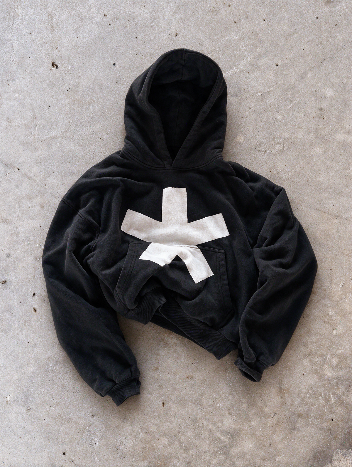 'ASTERIX' 500G HEAVYWEIGHT HOODIE — Black — additional product view