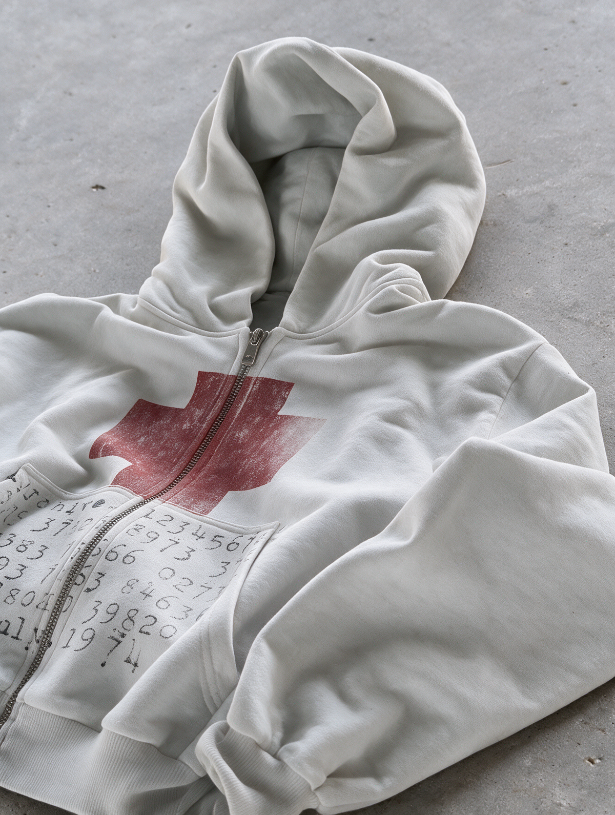 'JULY1974' HEAVYWEIGHT BOXY ZIPUP HOODIE — White — additional product view