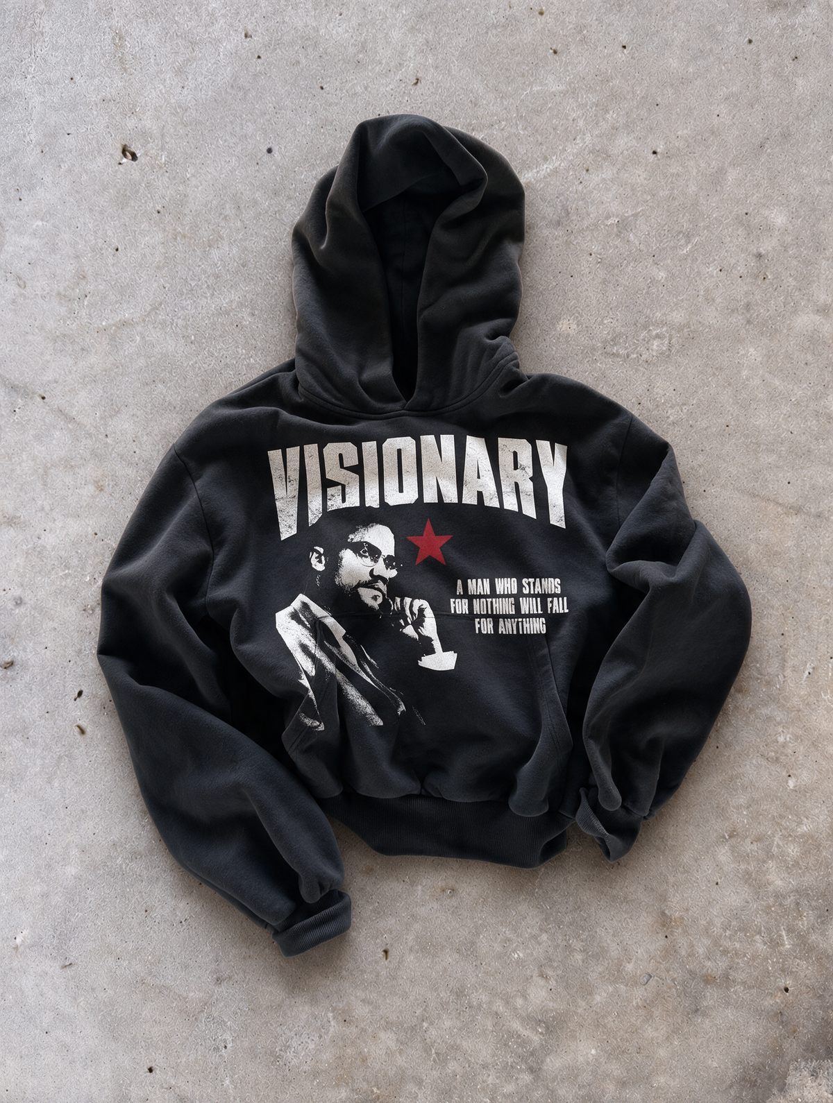 'VISIONARY X' 500G HEAVYWEIGHT HOODIE — Black — additional product view
