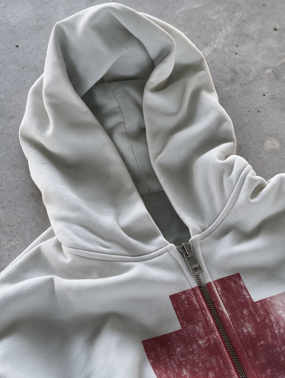 'JULY1974' HEAVYWEIGHT BOXY ZIPUP HOODIE — White — additional product view