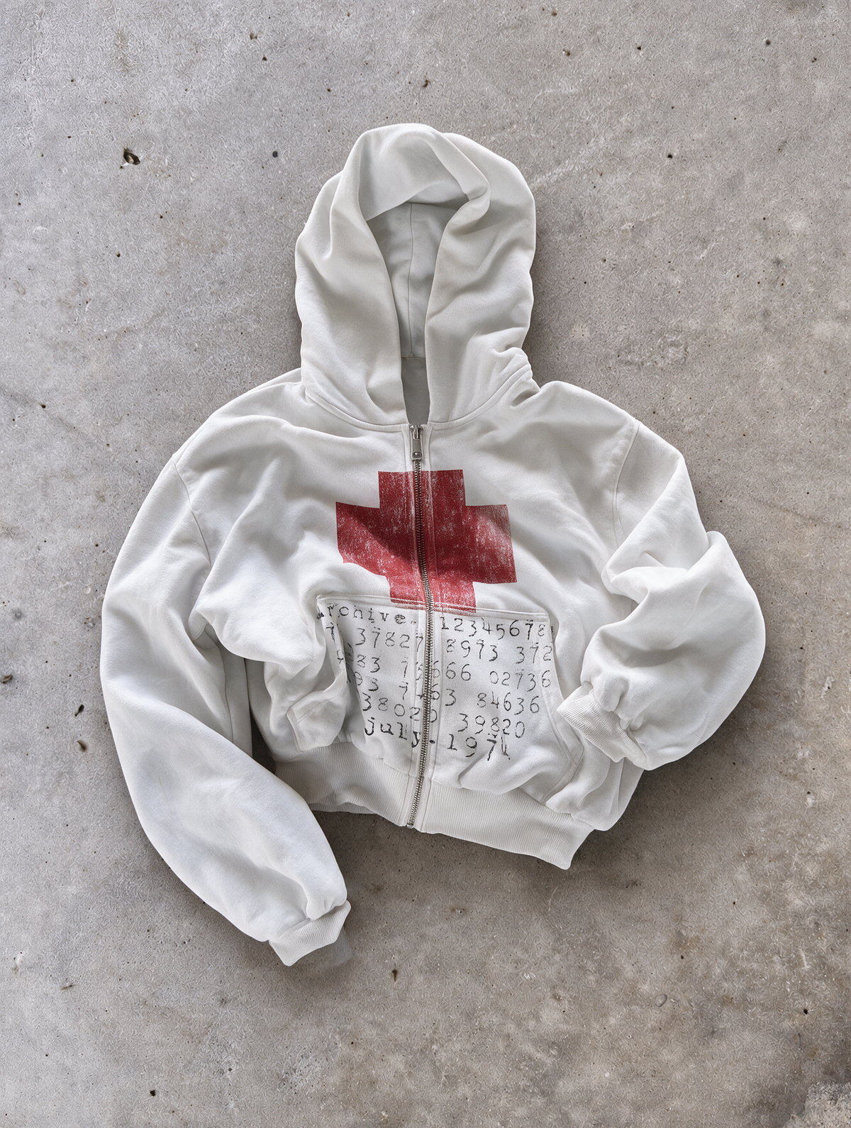 'JULY1974' HEAVYWEIGHT BOXY ZIPUP HOODIE — White — additional product view