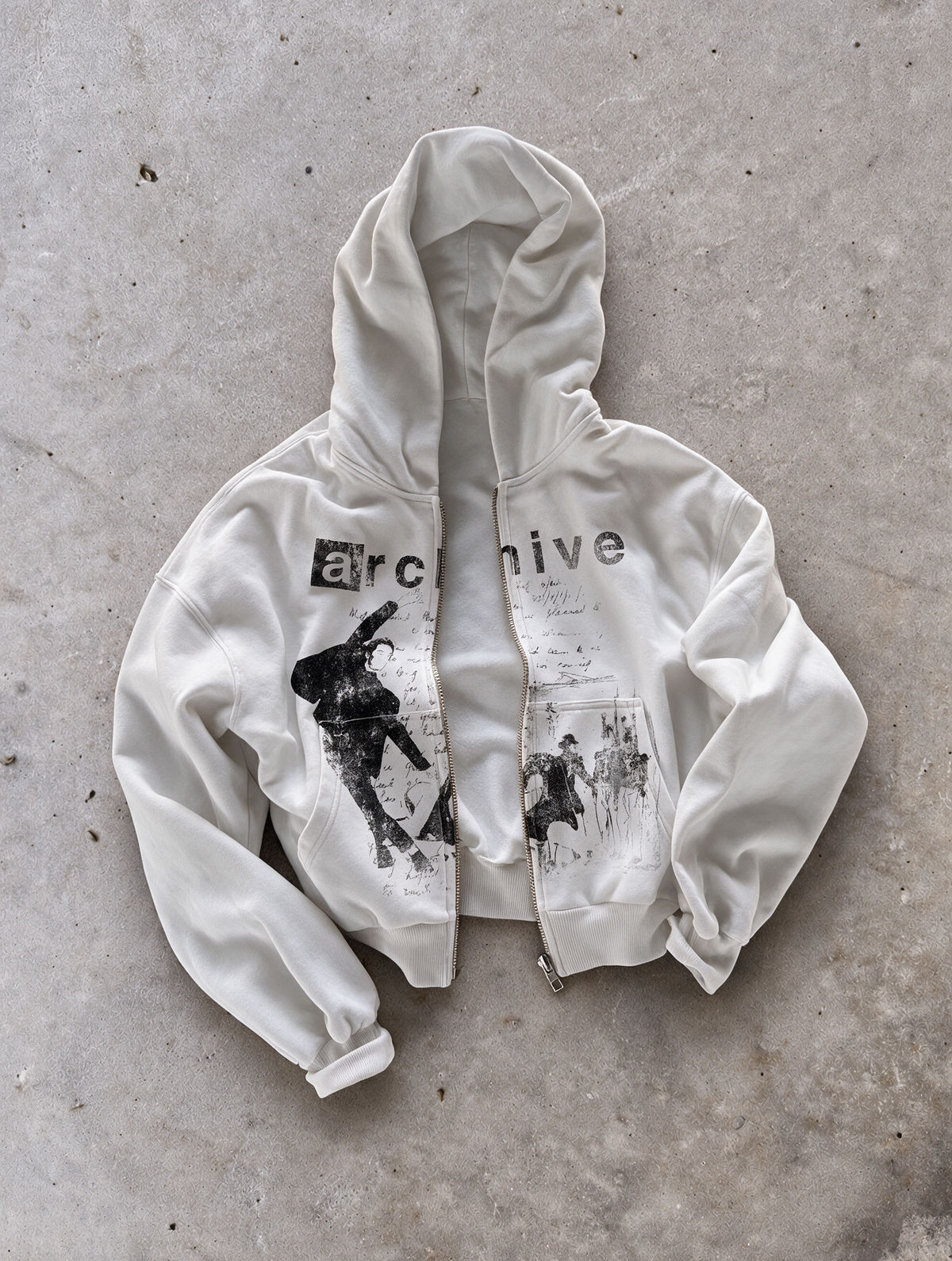 'REVENANT' HEAVYWEIGHT BOXY ZIPUP HOODIE — White — additional product view
