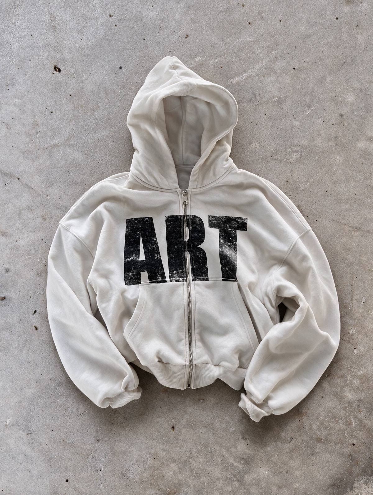 'ART' HEAVYWEIGHT BOXY ZIPUP HOODIE — White — additional product view