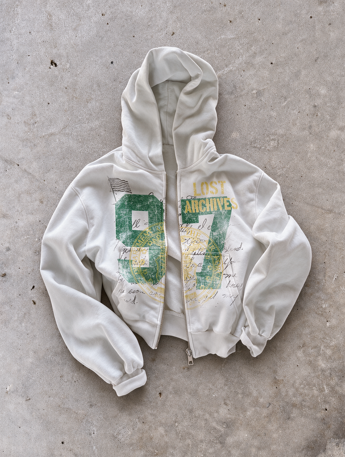 '97' HEAVYWEIGHT BOXY ZIPUP HOODIE — White — additional product view