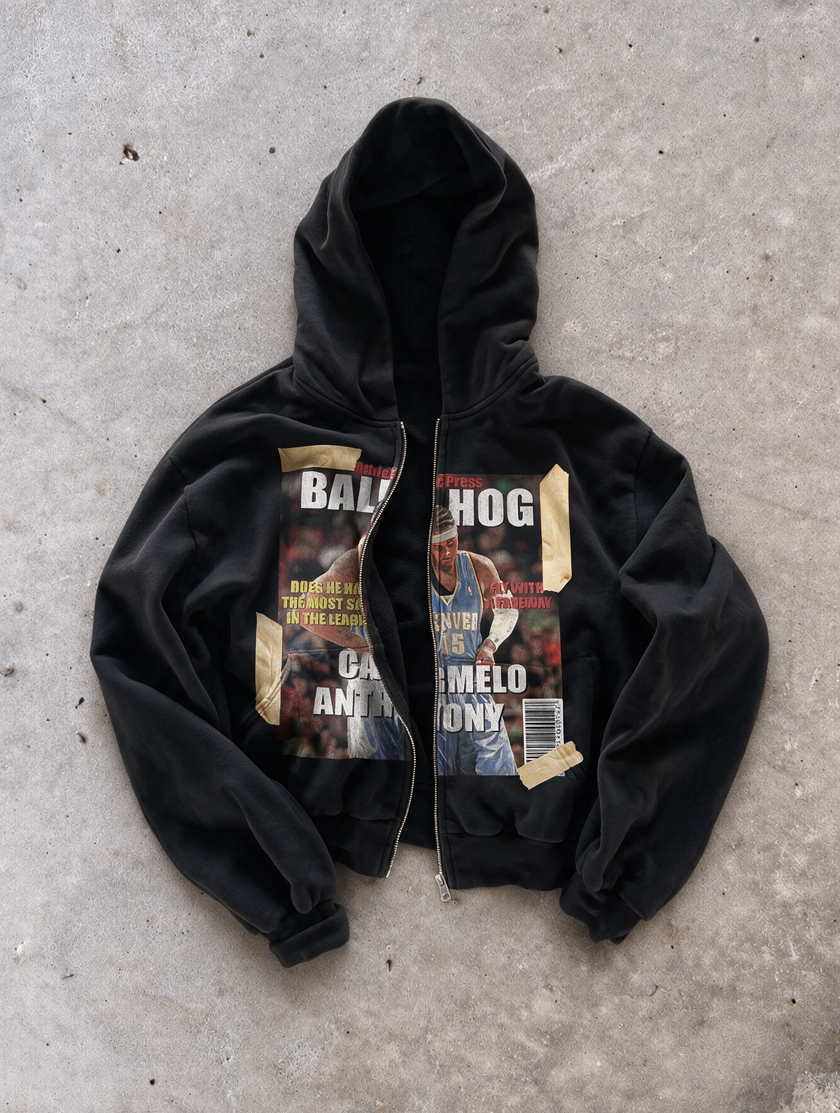 'BALLHOG' HEAVYWEIGHT BOXY ZIPUP HOODIE — Black — additional product view