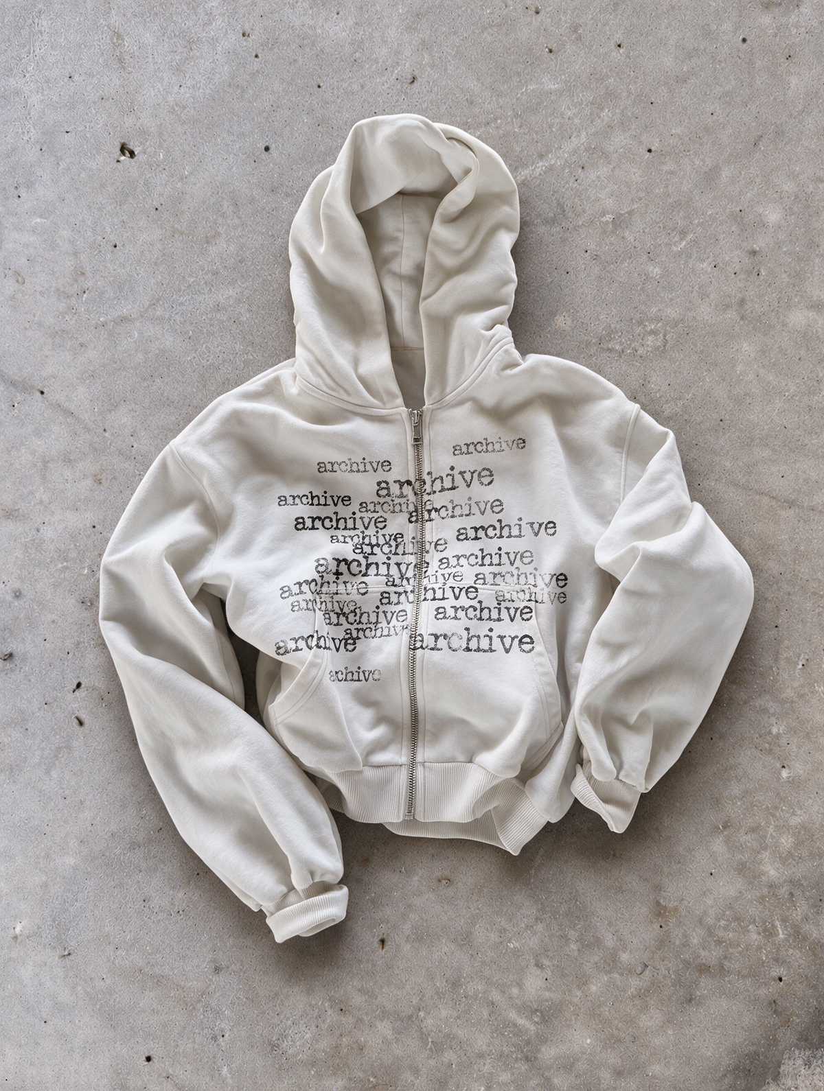 'MATRIX' HEAVYWEIGHT BOXY ZIPUP HOODIE — White — additional product view