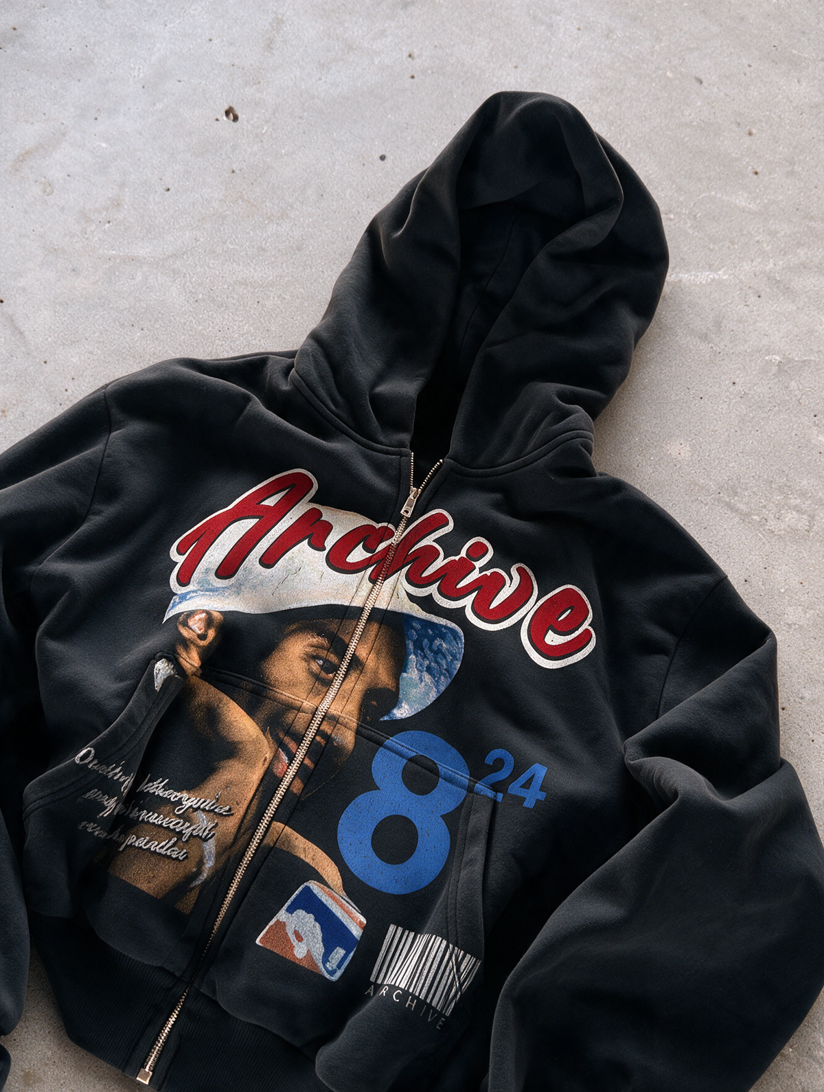 'MAMBA ARCHIVE' HEAVYWEIGHT BOXY ZIPUP HOODIE — Black — additional product view