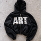 'ART' HEAVYWEIGHT BOXY ZIPUP HOODIE — Black — additional product view