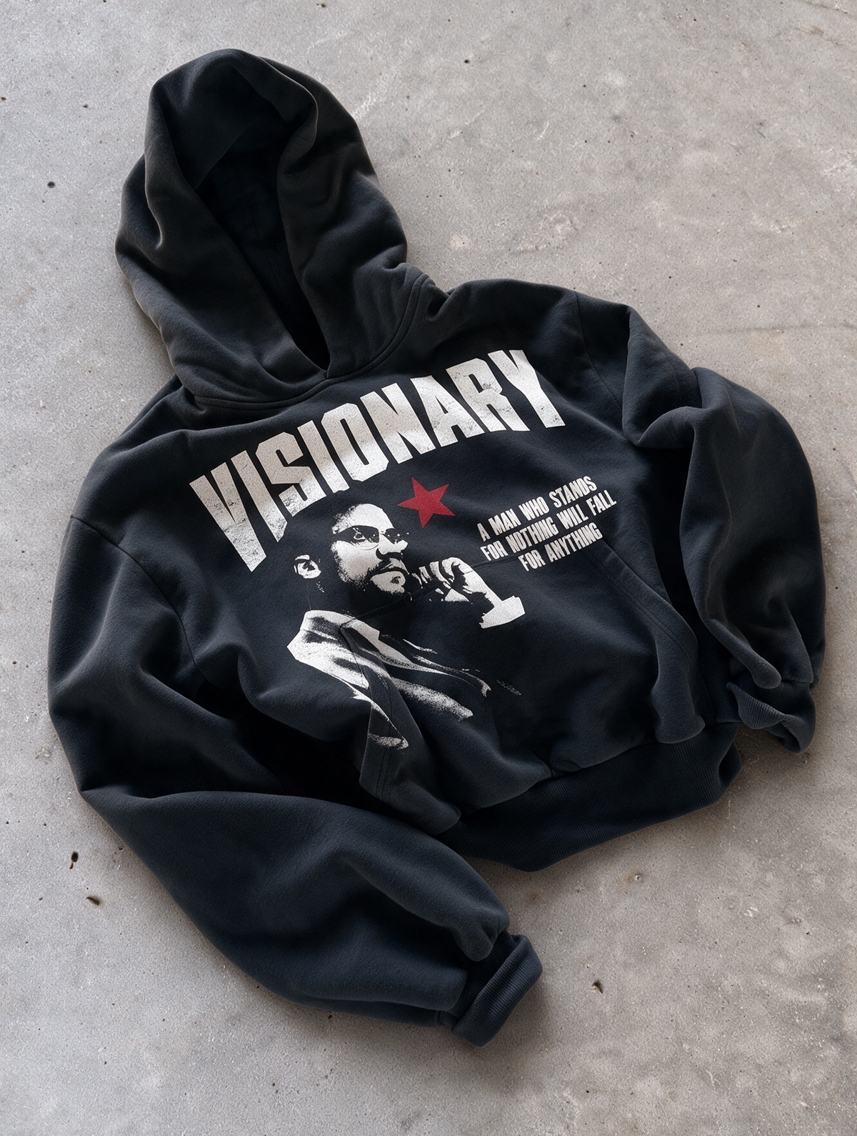 'VISIONARY X' 500G HEAVYWEIGHT HOODIE — Black — additional product view
