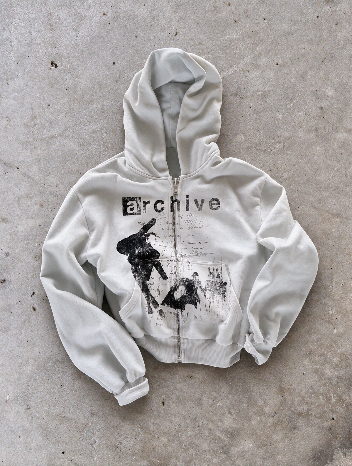 'REVENANT' HEAVYWEIGHT BOXY ZIPUP HOODIE — White — additional product view