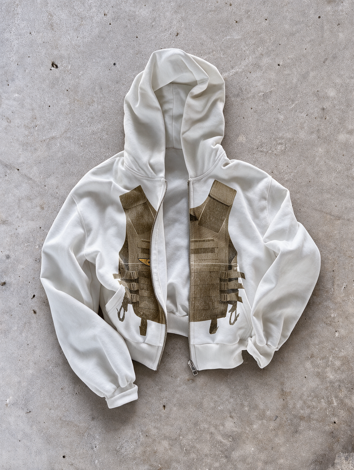 'LOST ARCHIVES' HEAVYWEIGHT BOXY ZIPUP HOODIE — White — additional product view