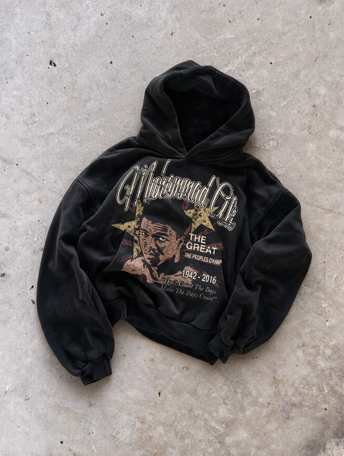 'ALI' 500G HEAVYWEIGHT HOODIE — Black — additional product view