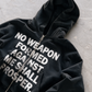 'NO WEAPON FORMED' HEAVYWEIGHT BOXY ZIPUP HOODIE — Black — additional product view